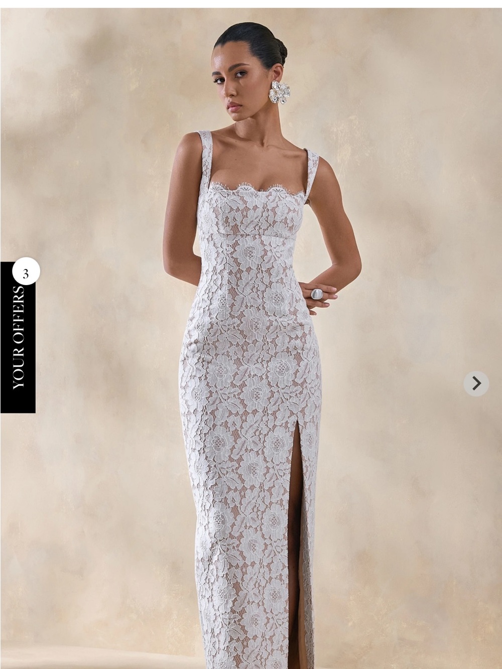 White Lace Sleeveless Maxi Dress with Thigh Slit